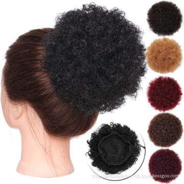 8inch Afro Puff Synthetic Hair Bun Chignon Hairpiece Drawstring Ponytail Kinky Curly Chignon Afro
